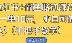 小红书+闲鱼联动挣钱，一单10元，小白可做